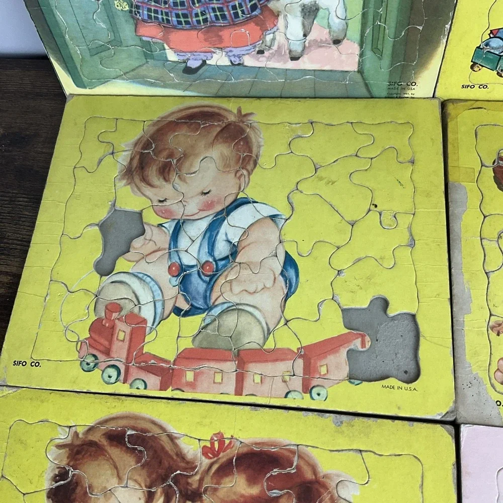 Vintage Seven SIFO Playskool Cardboard Puzzles Defects